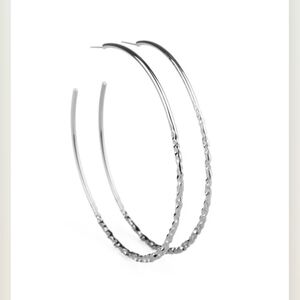 Embellished Edge Black Hammered Gunmetal Paparazzi Shimmering Textured Hoops